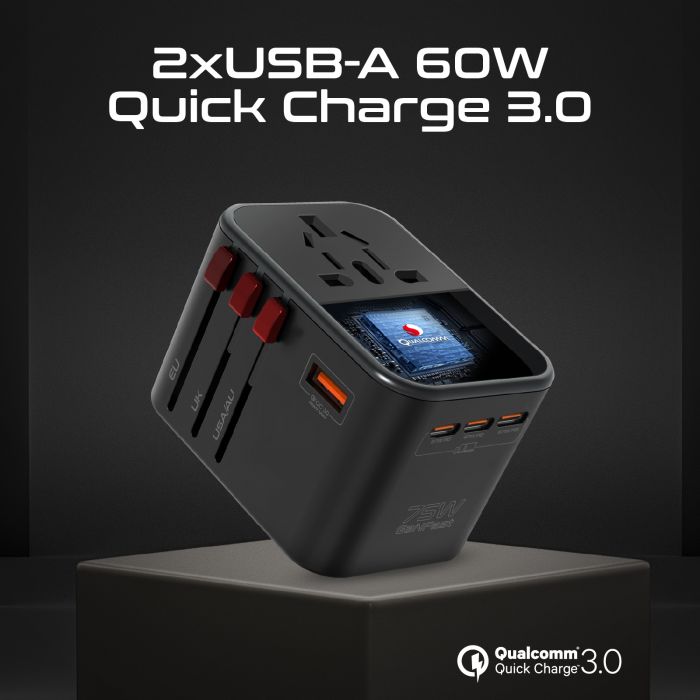 Зарядний пристрій Promate TripMate-GaN75 75W Black