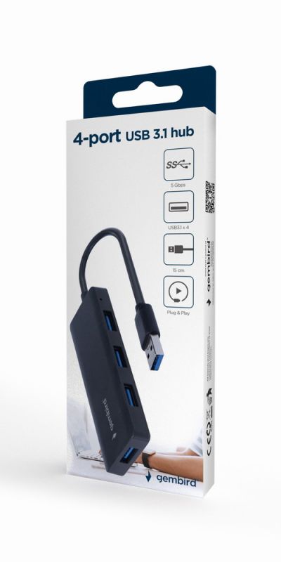 USB-хаб Gembird 4 ports Black (UHB-U3P4-03)