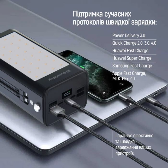 Універсальна мобільна батарея ColorWay LCD/Lamp 80000mAh Black (CW-PB800LPA8BK-PDD)