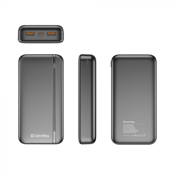 Універсальна мобільна батарея ColorWay Portable Charger 20000mAh Black (CW-PB200LPB4BK-PD)