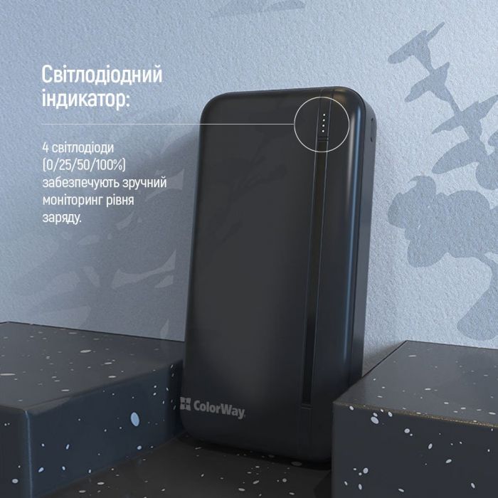 Універсальна мобільна батарея ColorWay Portable Charger 20000mAh Black (CW-PB200LPB4BK-PD)