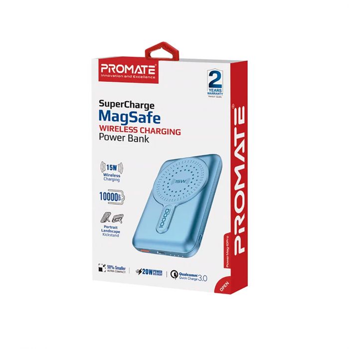 Універсальна мобільна батарея Promate PowerMag-10Pro 10000mAh 20W Blue