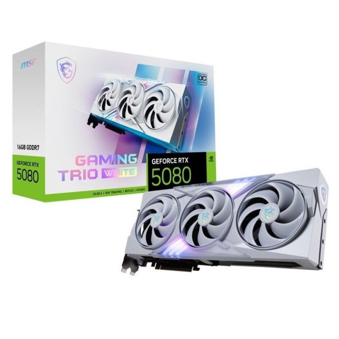 Відеокарта GF RTX 5080 16GB GDDR7 Gaming Trio OC White MSI (GeForce RTX 5080 16G GAMING TRIO OC WHITE)