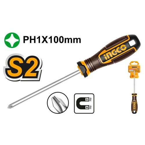 Викрутка хрестова S2 PH 1х100 мм INGCO INDUSTRIAL
