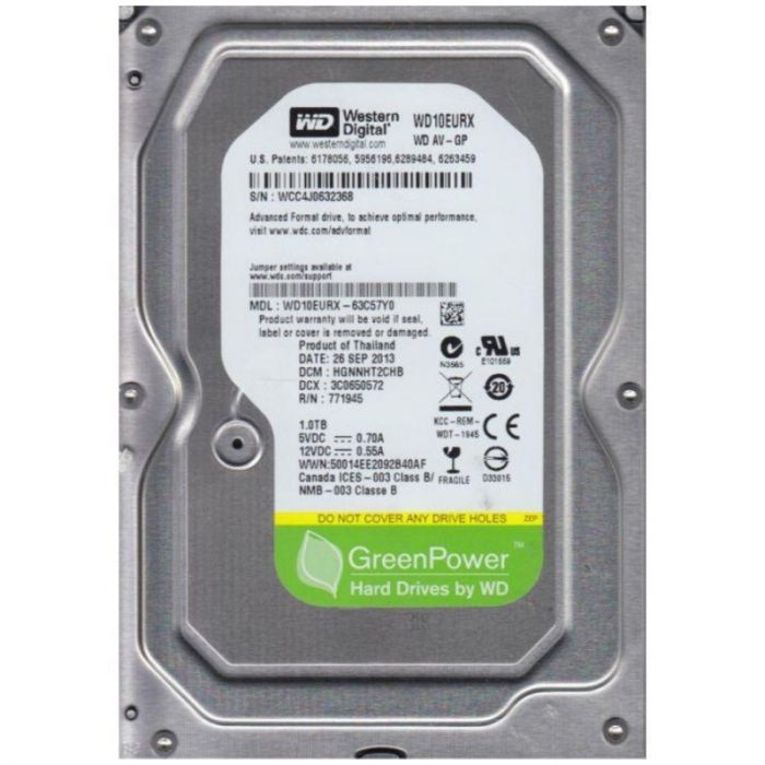 Накопичувач HDD SATA 1.0TB WD AV-GP 64MB (WD10EURX) Ref