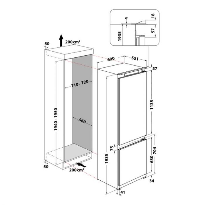 Вбудований холодильник Whirlpool WHSP70T121
