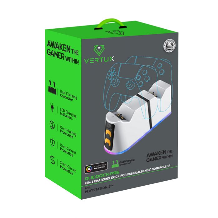 Зарядна станція Vertux для Sony PlayStation Duodock-PS5 White (duodock-ps5)
