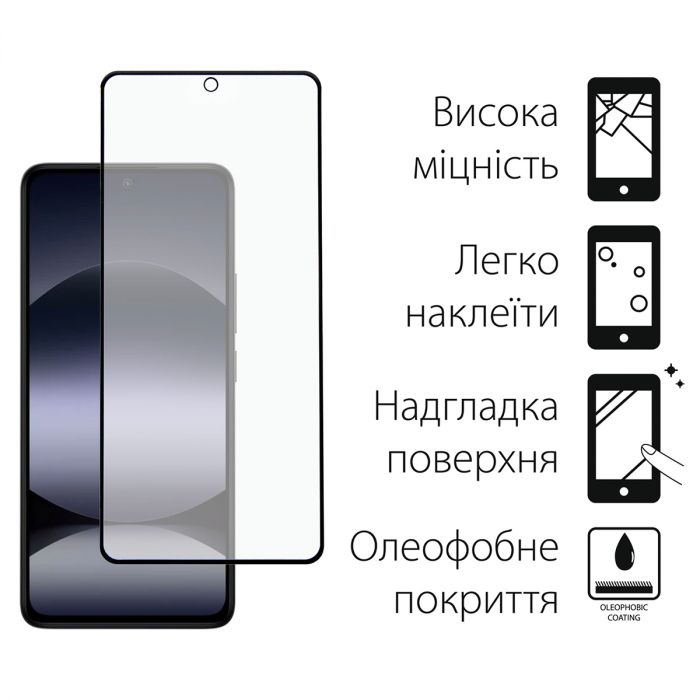 Захисне скло Dengos для Xiaomi Redmi Note 14S Black Full Glue (TGFG-392)